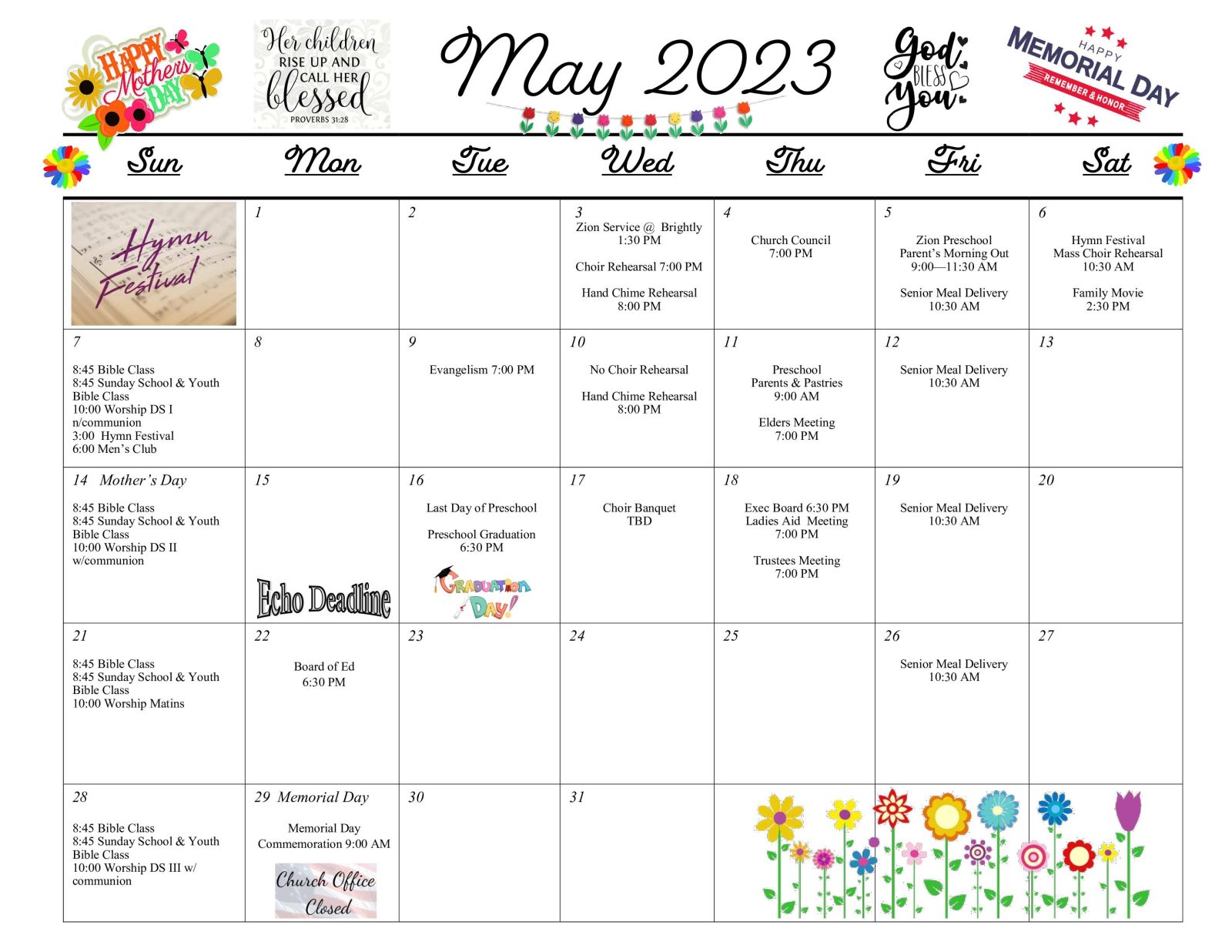 May 2023 Calendar